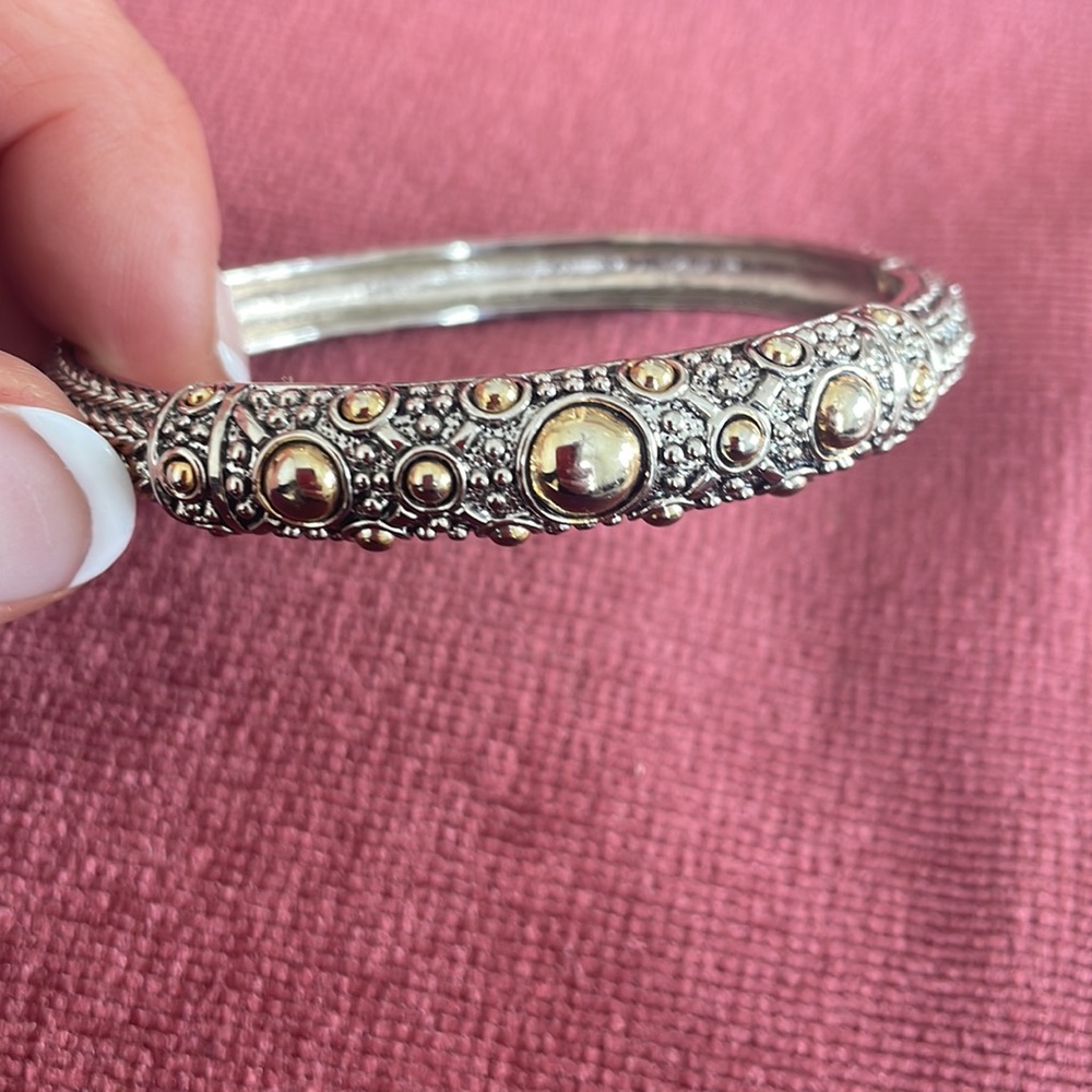 Silver Bangle Bracelet Rope Pattern - image 6